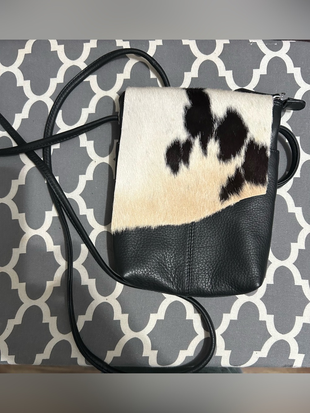 Black & White Cowhide Crossbody Bag